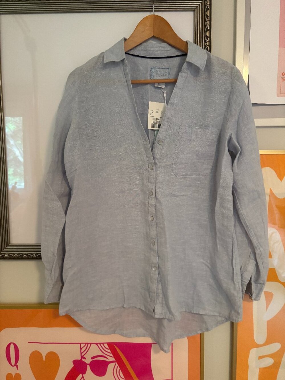 100% Linen Button-Up Shirt (NWT)